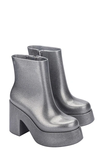 Melissa Nubia Ii Platform Bootie In Glitter Clear Silver