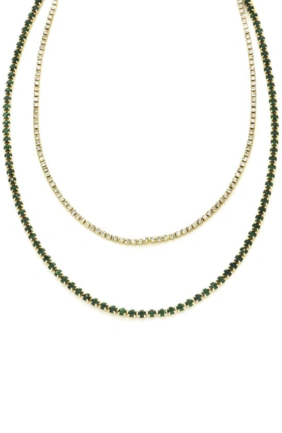 Panacea Two-tone Layered Tennis Necklace In Green