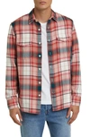 Treasure & Bond Trim Fit Plaid Button-up Overshirt In Ivory- Red Olympics Plaid