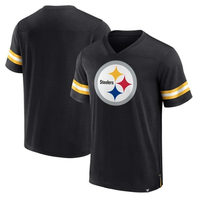 Fanatics Branded  Black Pittsburgh Steelers Jersey Tackle V-neck T-shirt