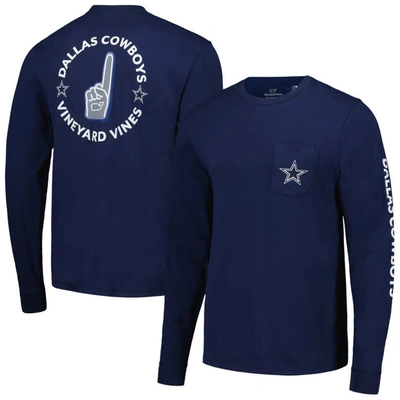 Vineyard Vines Navy Dallas Cowboys Foam Finger Long Sleeve T-shirt