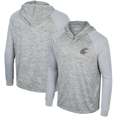 Colosseum Gray Washington State Cougars Cybernetic Raglan Quarter-zip Hooded Top