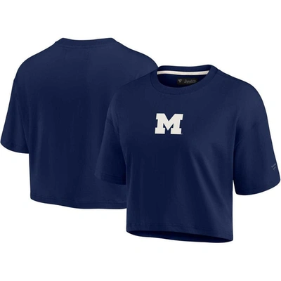 Fanatics Signature Navy Michigan Wolverines Super Soft Boxy Cropped T-shirt