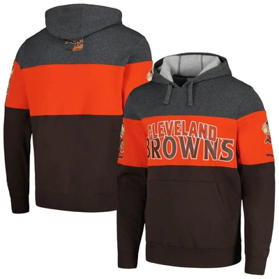 Starter Men's  Brown, Orange Distressed Cleveland Browns Extreme Pullover Hoodie In Brown,orange
