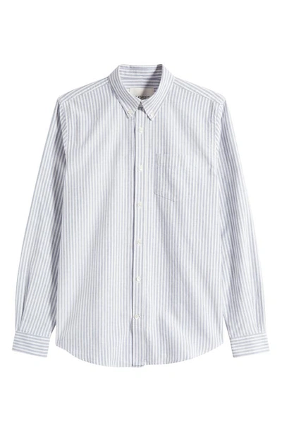 Closed Stripe Long Sleeve Cotton Button-down Shirt In Smokey Blue