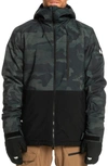Quiksilver Mission Print Waterproof Jacket In Spray Camo True Black