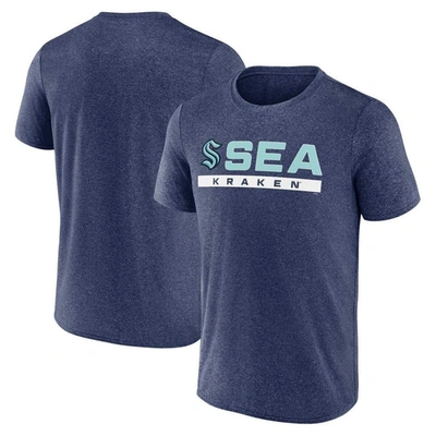Fanatics Branded Heather Deep Sea Blue Seattle Kraken Playmaker T-shirt In Heather Navy