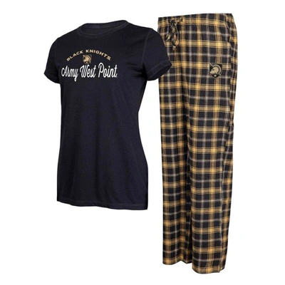 Concepts Sport Black/gold Army Black Knights Arctic T-shirt & Flannel Pants Sleep Set