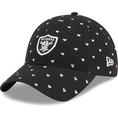 New Era Kids' Girls Preschool  Black Las Vegas Raiders Hearts 9twenty Adjustable Hat