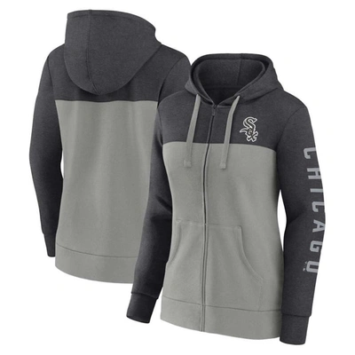 Fanatics Women's  Heather Charcoal, Gray Chicago White Sox City Ties Hoodie Full-zip Sweatshirt In Heather Charcoal,gray