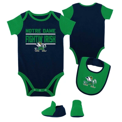 Outerstuff Babies' Newborn & Infant Navy Notre Dame Fighting Irish Home Field Advantage Three-piece Bodysuit, Bib & Boo