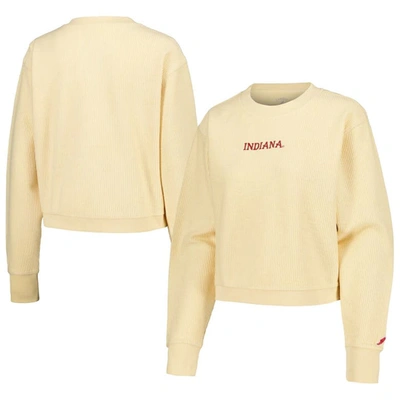 League Collegiate Wear Cream Indiana Hoosiers Timber Cropped Pullover Sweatshirt