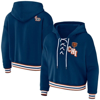 Wear By Erin Andrews Navy Chicago Bears Lace-up Pullover Hoodie