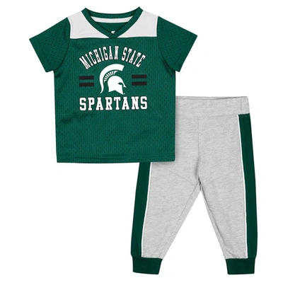 Colosseum Babies' Infant  Green/heather Grey Michigan State Spartans Ka-boot-it Jersey & Trousers Set