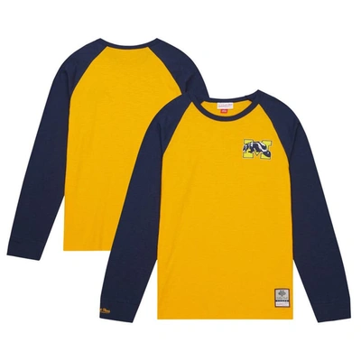 Mitchell & Ness Men's  Maize Michigan Wolverines Legendary Slub Raglan Long Sleeve T-shirt