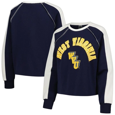 Gameday Couture Women's  Navy West Virginia Mountaineers Blindside Raglan Cropped Pullover Sweatshirt