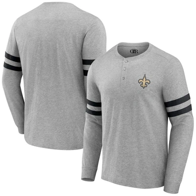 Nfl X Darius Rucker Collection By Fanatics Heather Gray New Orleans Saints Henley Long Sleeve T-shir