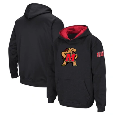 Colosseum Kids' Youth   Red Maryland Terrapins Big Logo Pullover Hoodie In Black