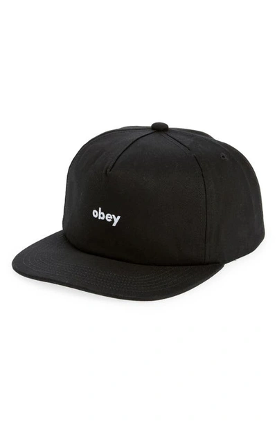Obey Logo Snapback Baseball Cap In Black