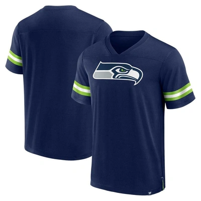 Fanatics Branded College Navy Seattle Seahawks Jersey Tackle V-neck T-shirt