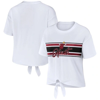 Wear By Erin Andrews White Miami Heat Tie-front T-shirt