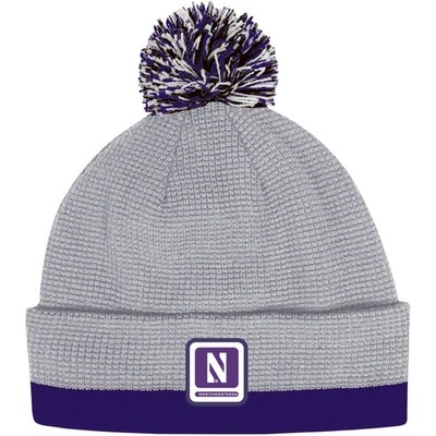 Under Armour Gray Northwestern Wildcats 2023 Sideline Performance Cuffed Knit Hat With Pom