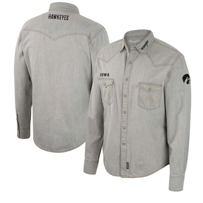 Colosseum X Wrangler Gray Iowa Hawkeyes Cowboy Cut Western Full-snap Long Sleeve Shirt