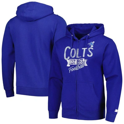 Starter Royal Indianapolis Colts Gridiron Classics Post Season Full-zip Hoodie