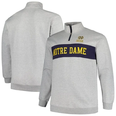 Profile Men's  Heather Gray Notre Dame Fighting Irish Big And Tall Fleece Quarter-zip Jacket