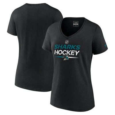 Fanatics Branded  Black San Jose Sharks Authentic Pro V-neck T-shirt