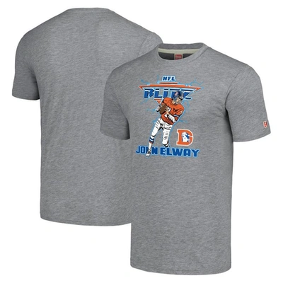 Homage John Elway Gray Denver Broncos Nfl Blitz Retired Player Tri-blend T-shirt