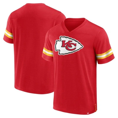 Fanatics Branded  Red Kansas City Chiefs Jersey Tackle V-neck T-shirt