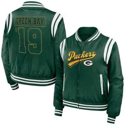 Wear By Erin Andrews Green Green Bay Packers Bomber Full-zip Jacket