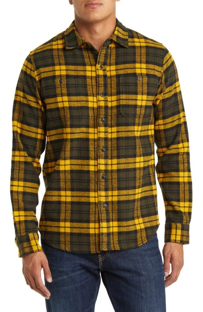 Schott Two-pocket Flannel Long Sleeve Button-up Shirt In Spruce
