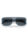 Prada 56mm Pilot Sunglasses In Transparent Grey