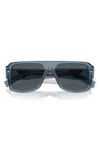 Prada 56mm Pilot Sunglasses In Transparent Grey