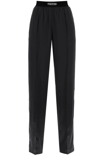 Tom Ford Palazzo Pants In Silk Satin In Black