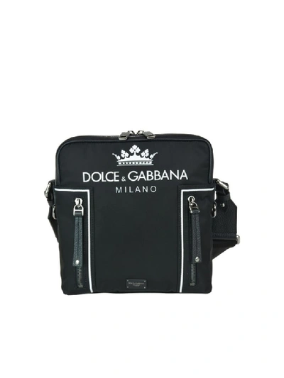 Dolce & Gabbana Logo Shoulder Bag In Black/white