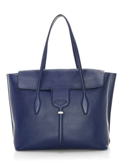 Tod's Large New Joy Leather Tote In Navy