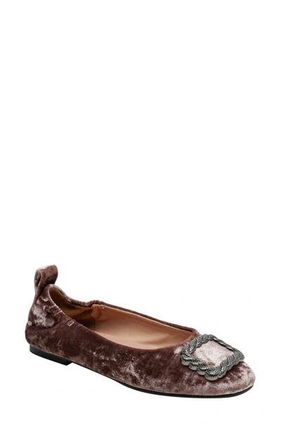 Linea Paolo Marie Buckle Flat In Taupe