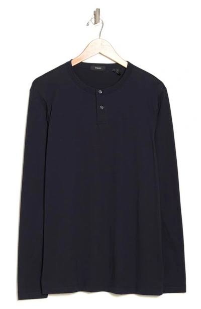 Theory Gaskell Long Sleeve Henley T-shirt In Eclipse