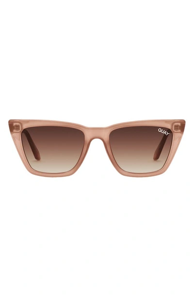 Quay Call The Shots 48mm Gradient Cat Eye Sunglasses In Milky Caramel / Brown