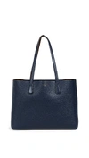 Tory Burch Mcgraw Leather Laptop Tote - Blue In Bright Indigo/gold
