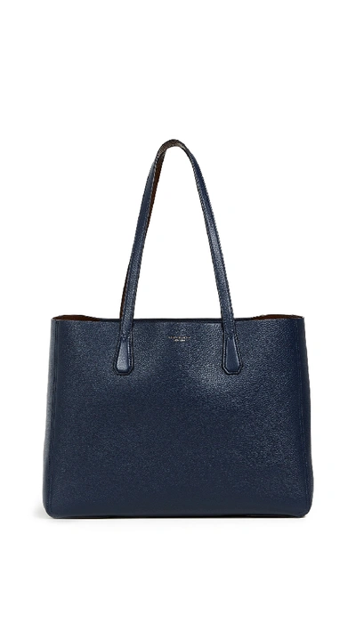 Tory Burch Mcgraw Leather Laptop Tote - Blue In Bright Indigo/gold