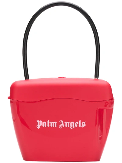 Palm Angels Red And White Padlock Pvc Tote Bag