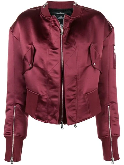 Rokh Zip Detail Bomber Jacket  In Bordeaux