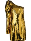 Amen Sequined Asymmetrical Mini Dress In Oro