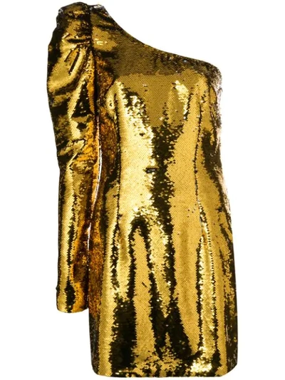 Amen Sequined Asymmetrical Mini Dress In Oro