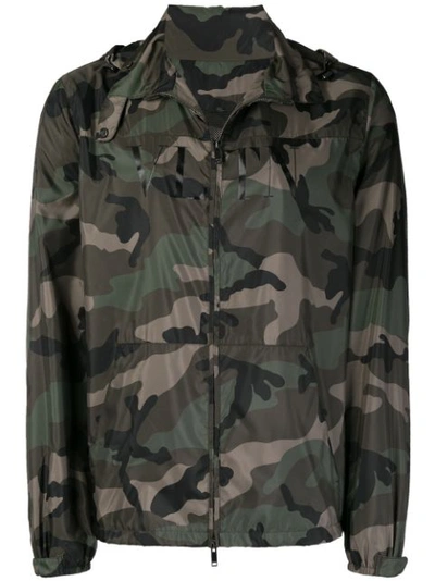 Valentino Camouflage-print Windbreaker Jacket In Army Camo