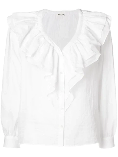 Masscob Herman Ruffle-trimmed Cotton Blouse In White